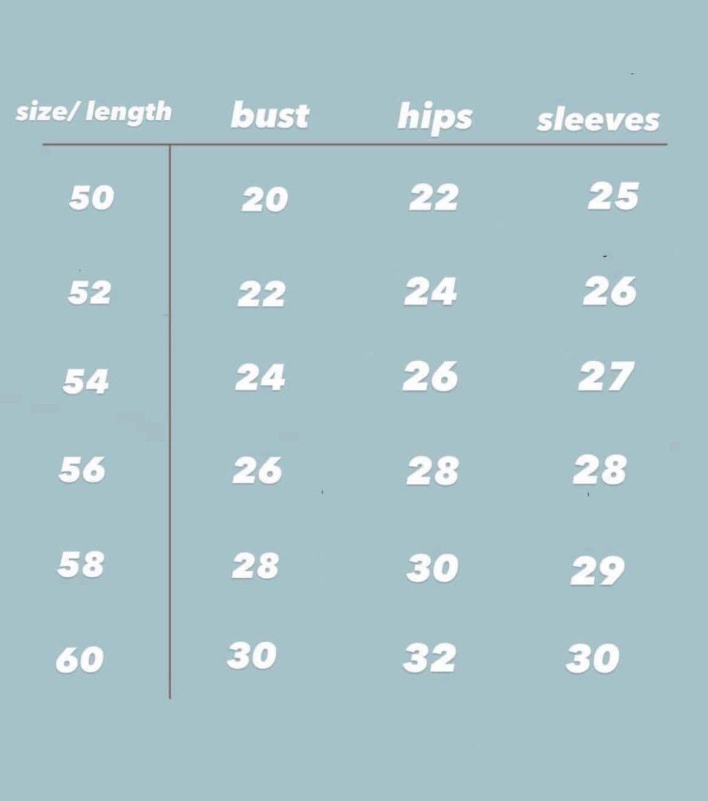size chart spago